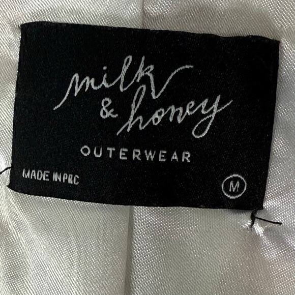 Milk & Honey Floral Blazer Women's M Open Front Jacket Ruched Sleeves - Picture 4 of 8